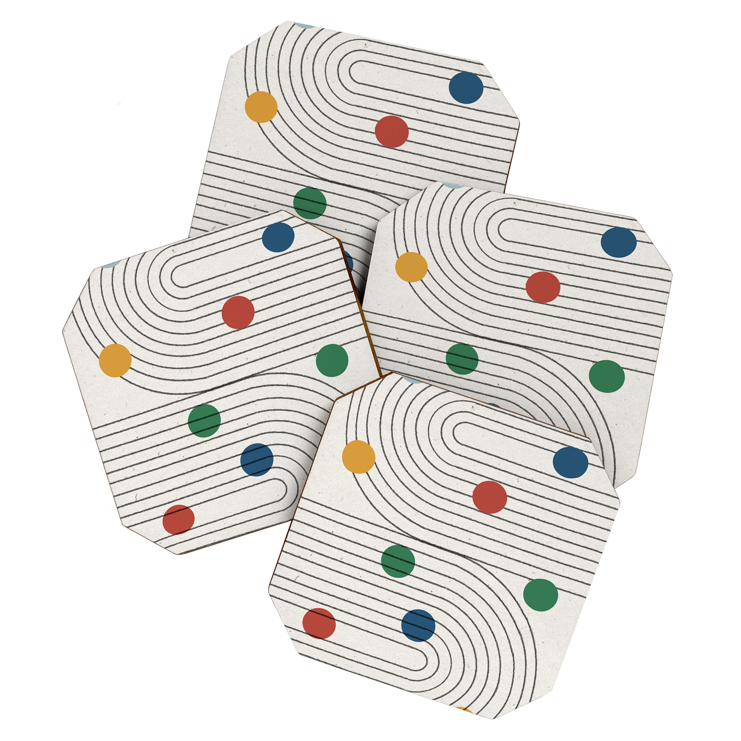 Modern Colorful Retro Dots Coaster Gallery Image 1