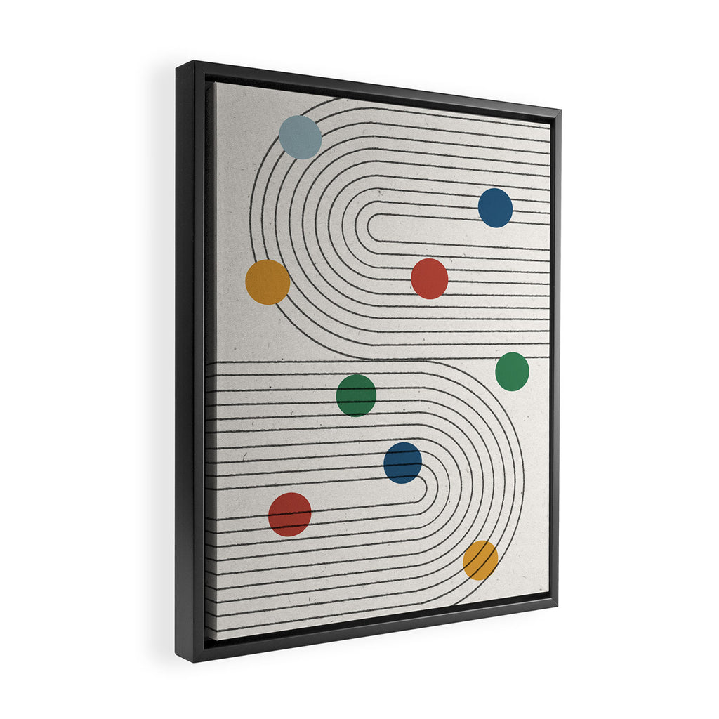 Modern Colorful Retro Dots Framed Canvas Print Gallery Image 2