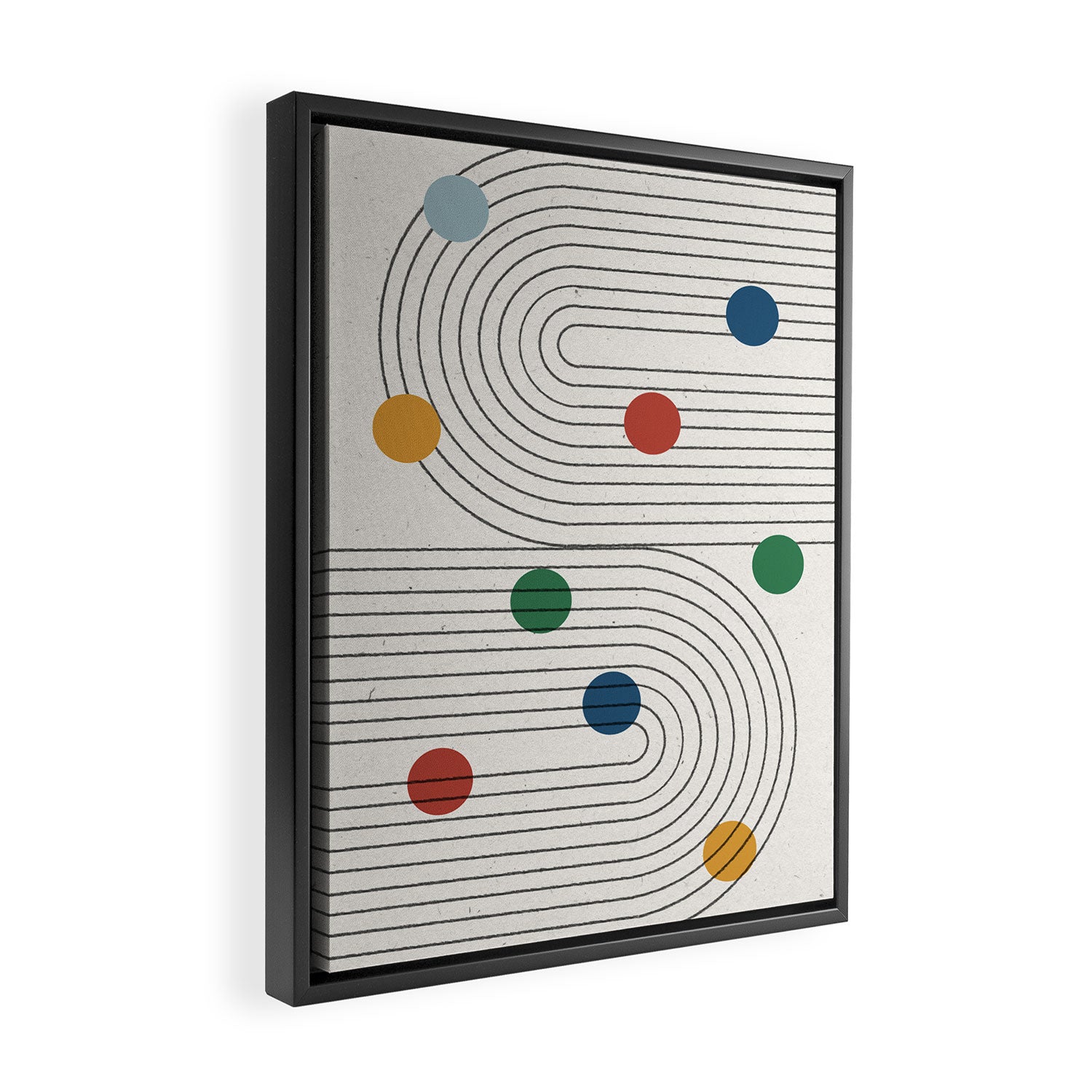 Modern Colorful Retro Dots Framed Canvas Print Gallery Image 2