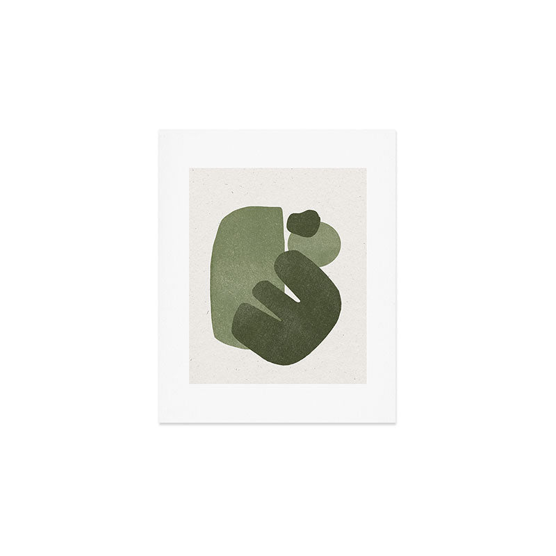 Modern Green Shapes Art Print Gallery Image 1
