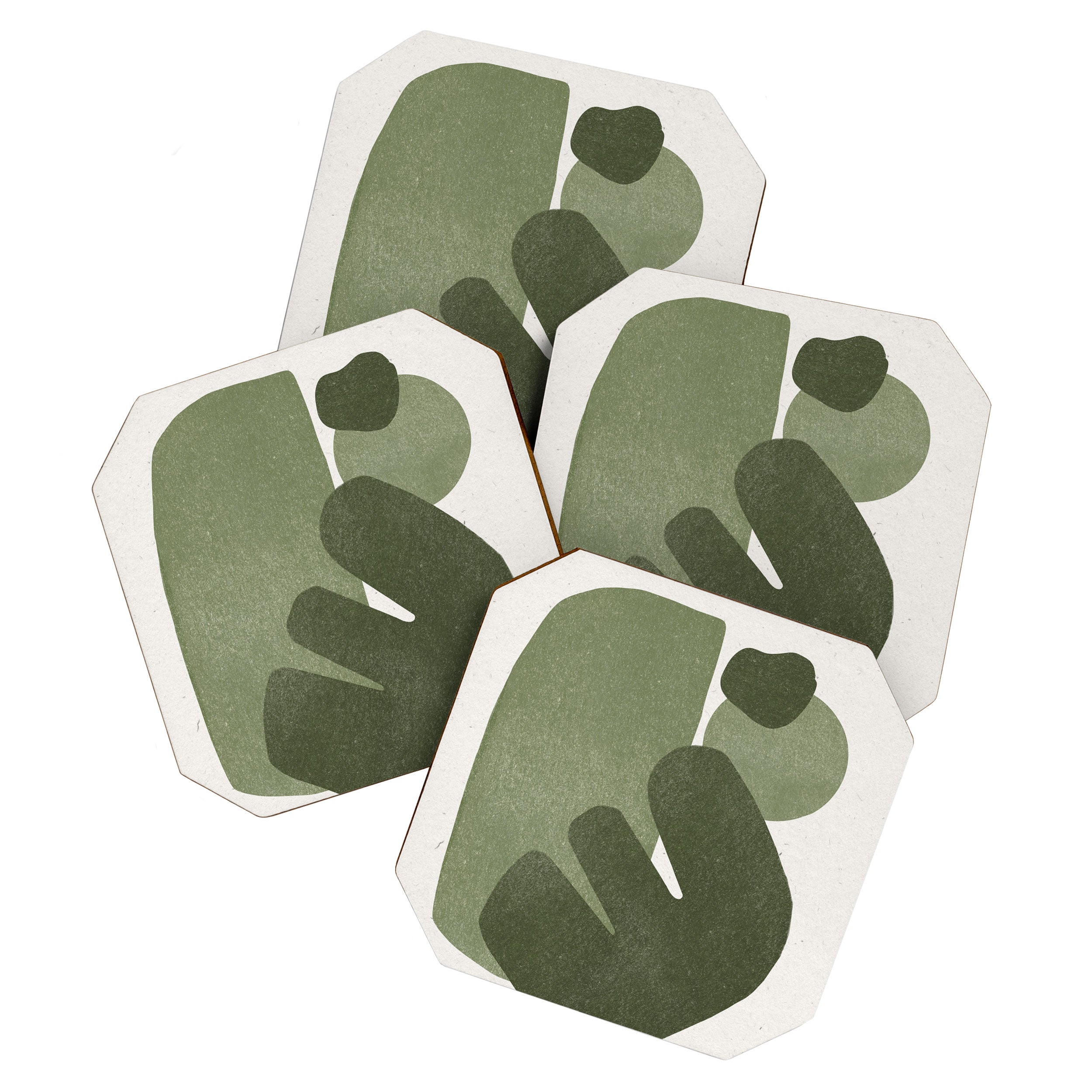 Modern Green Shapes Coaster Gallery Image 1