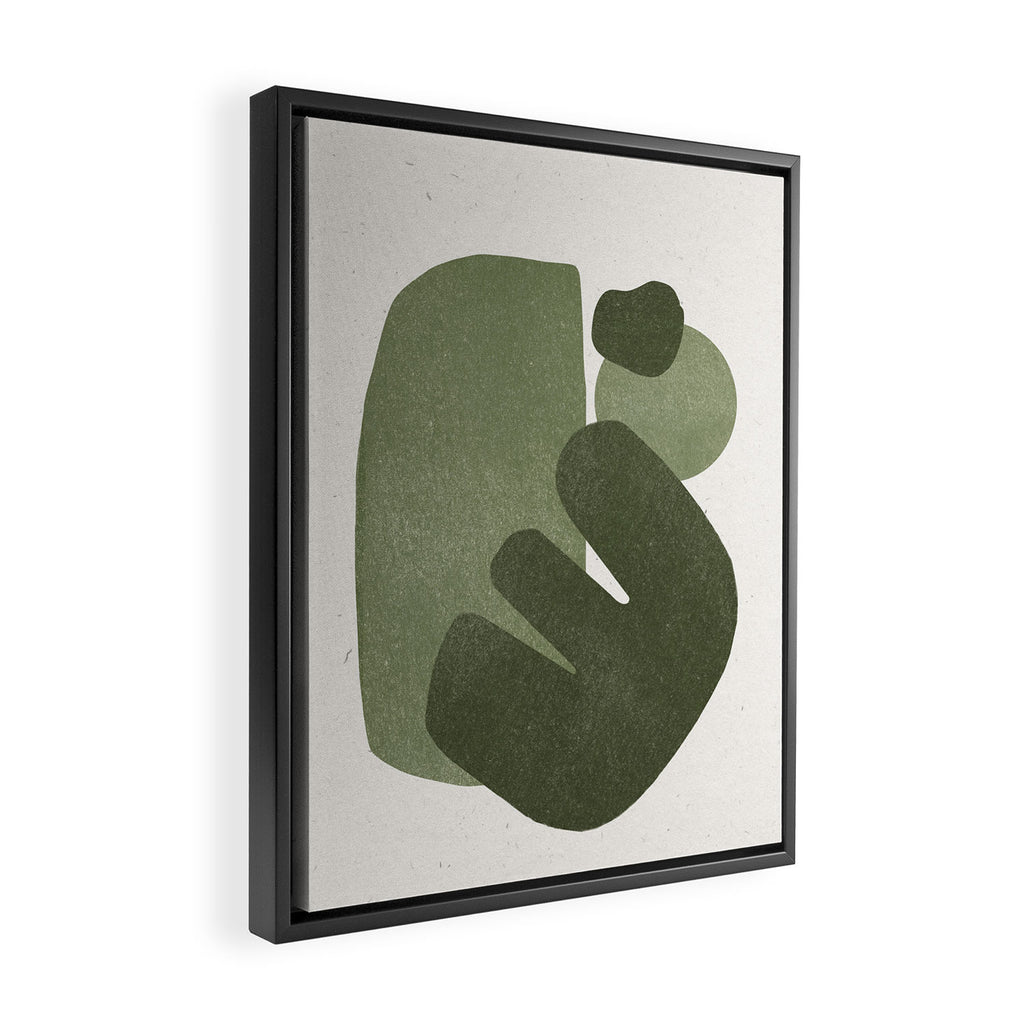 Modern Green Shapes Framed Canvas Print Gallery Image 2