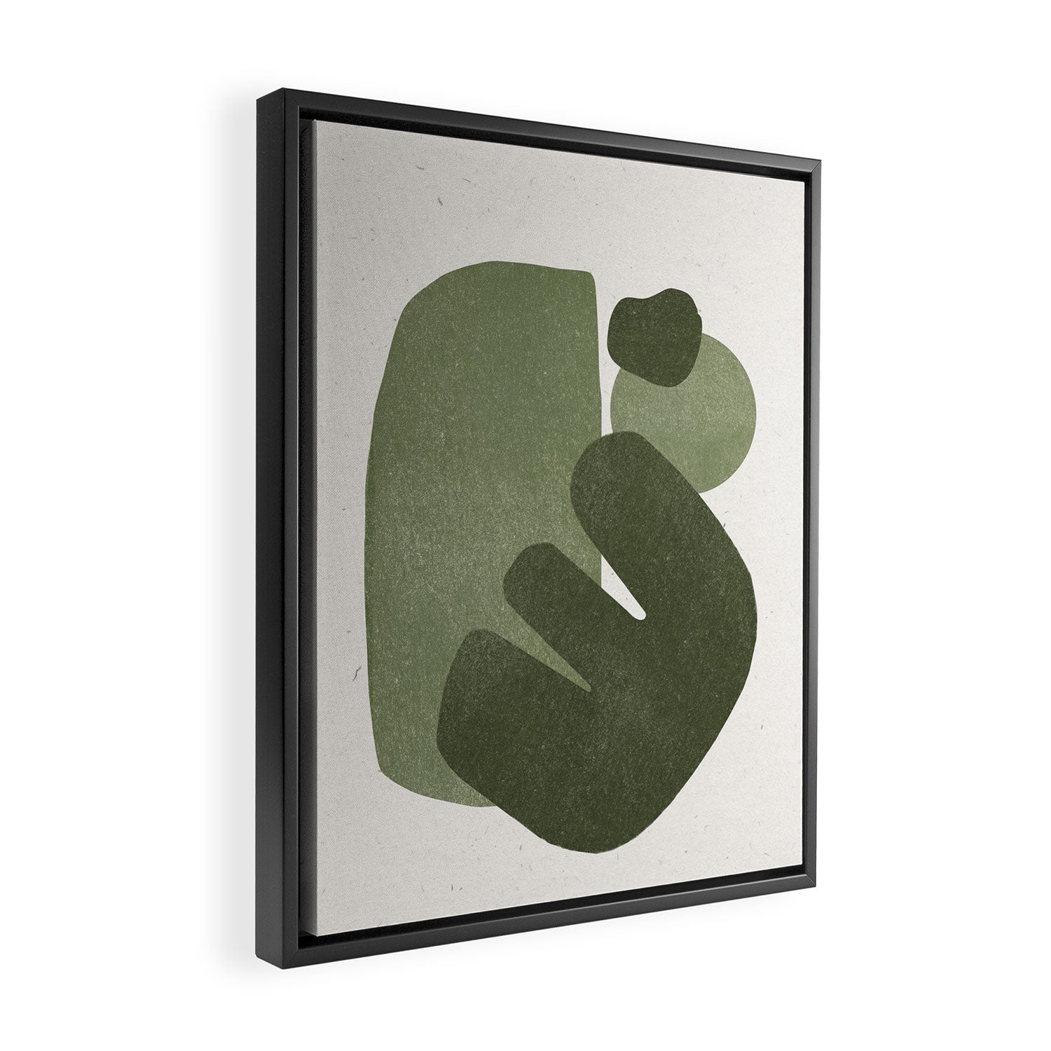 Modern Green Shapes Framed Canvas Print Gallery Image 2