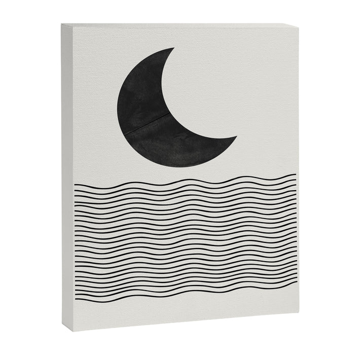Modern Night, Moon by the Waves Canvas Print Gallery Image 1