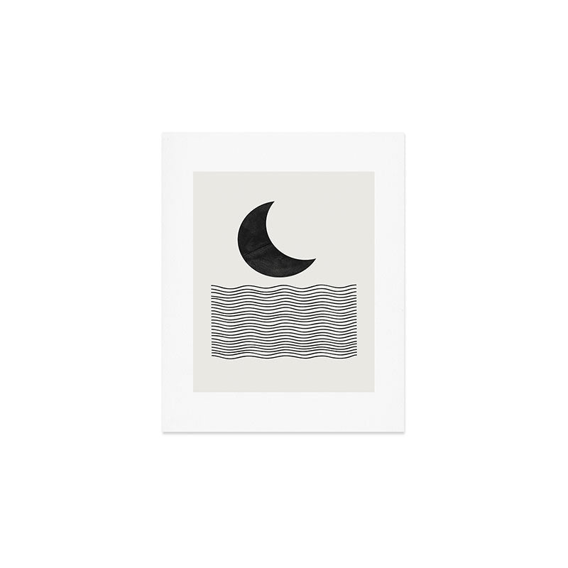Modern Night, Moon by the Waves Art Print Gallery Image 1