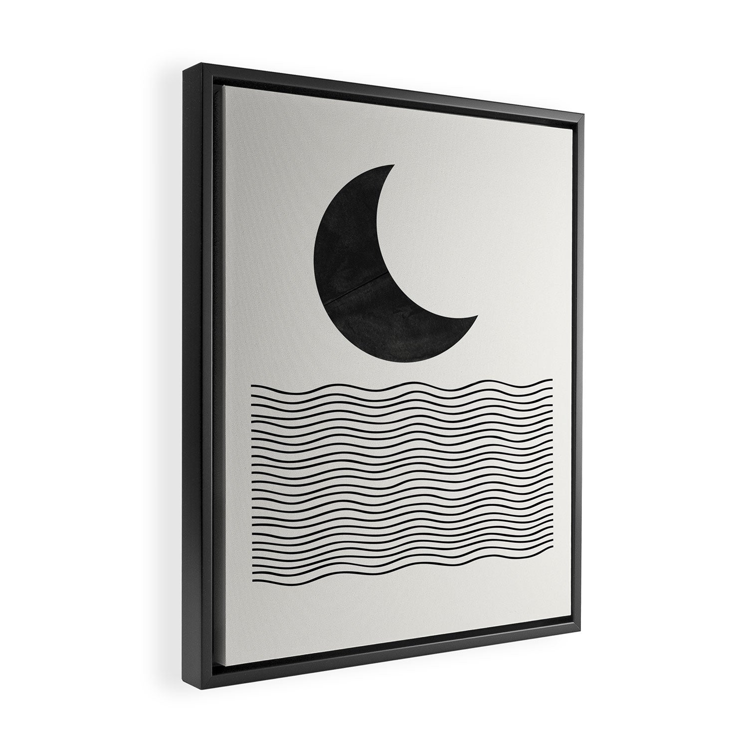 Modern Night, Moon by the Waves Framed Canvas Print Gallery Image 2