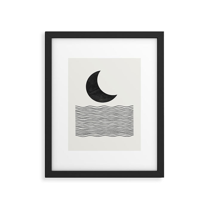 Modern Night, Moon by the Waves Framed Art Print Gallery Image 1