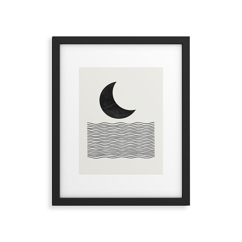 Modern Night, Moon by the Waves Framed Art Print Gallery Image 5