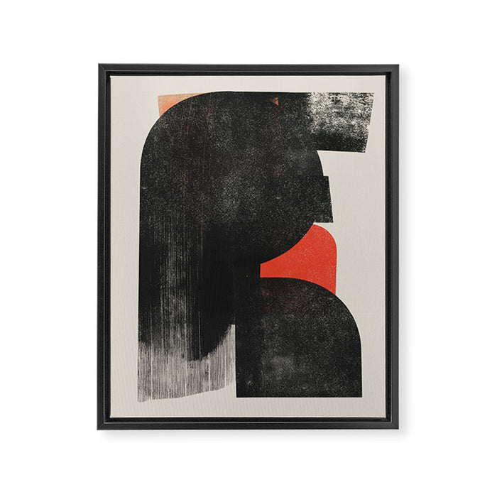 Modern Organic  Black And Red Forms Framed Canvas Print Gallery Image 1
