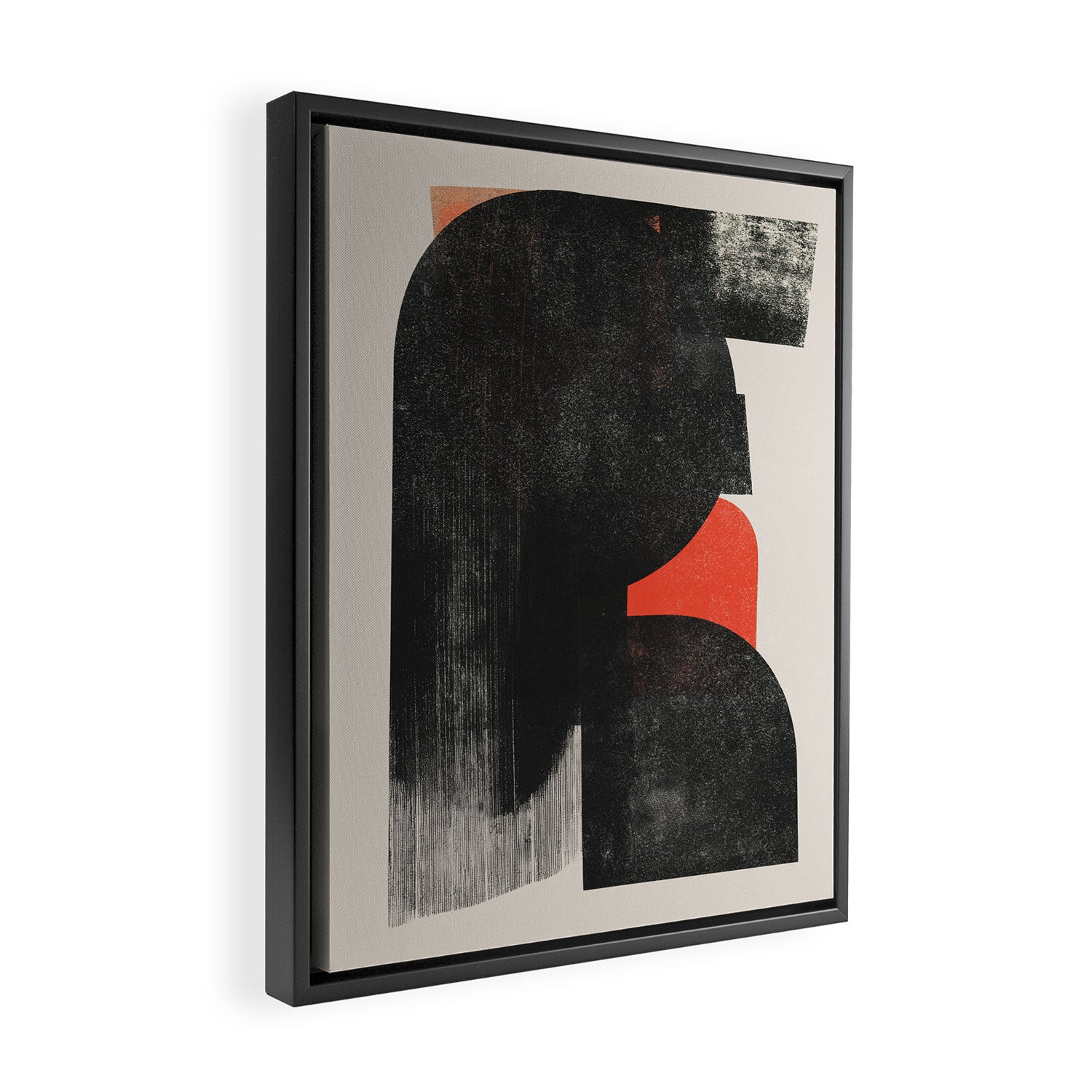 Modern Organic  Black And Red Forms Framed Canvas Print Gallery Image 2