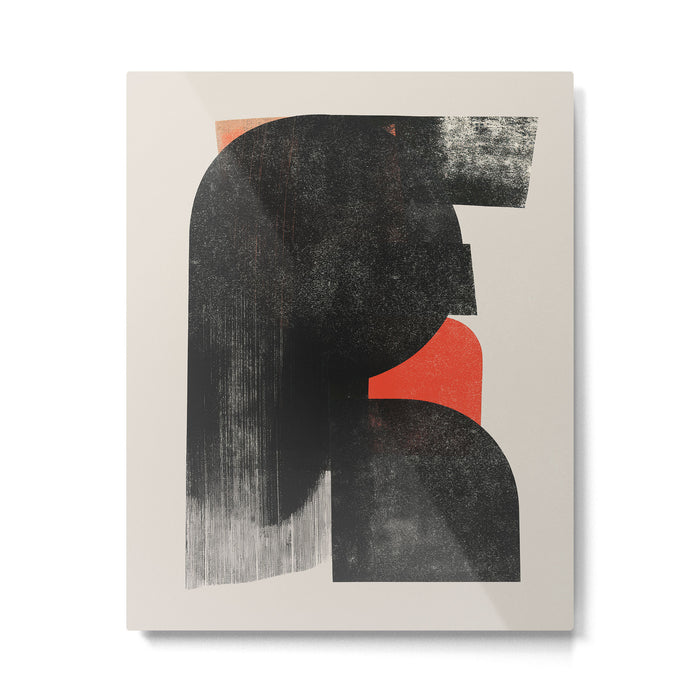 Modern Organic  Black And Red Forms Metal Print Gallery Image 1
