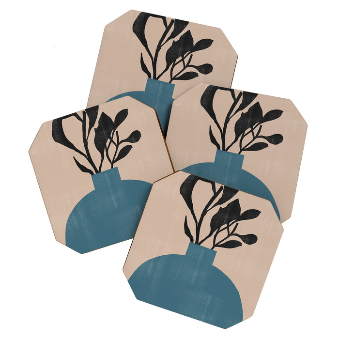 Modern Vase with Plants No.7 Coaster Gallery Image 1