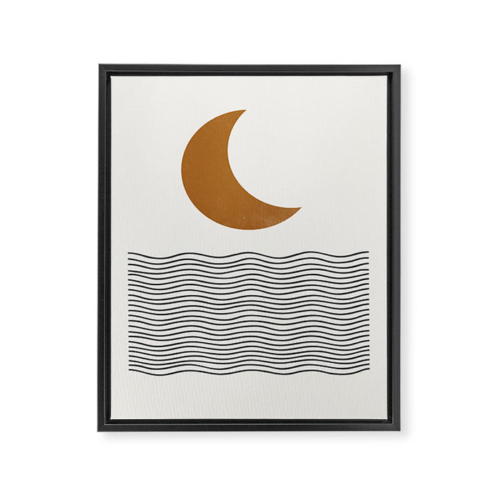 Moon by the ocean Framed Canvas Print Gallery Image 1