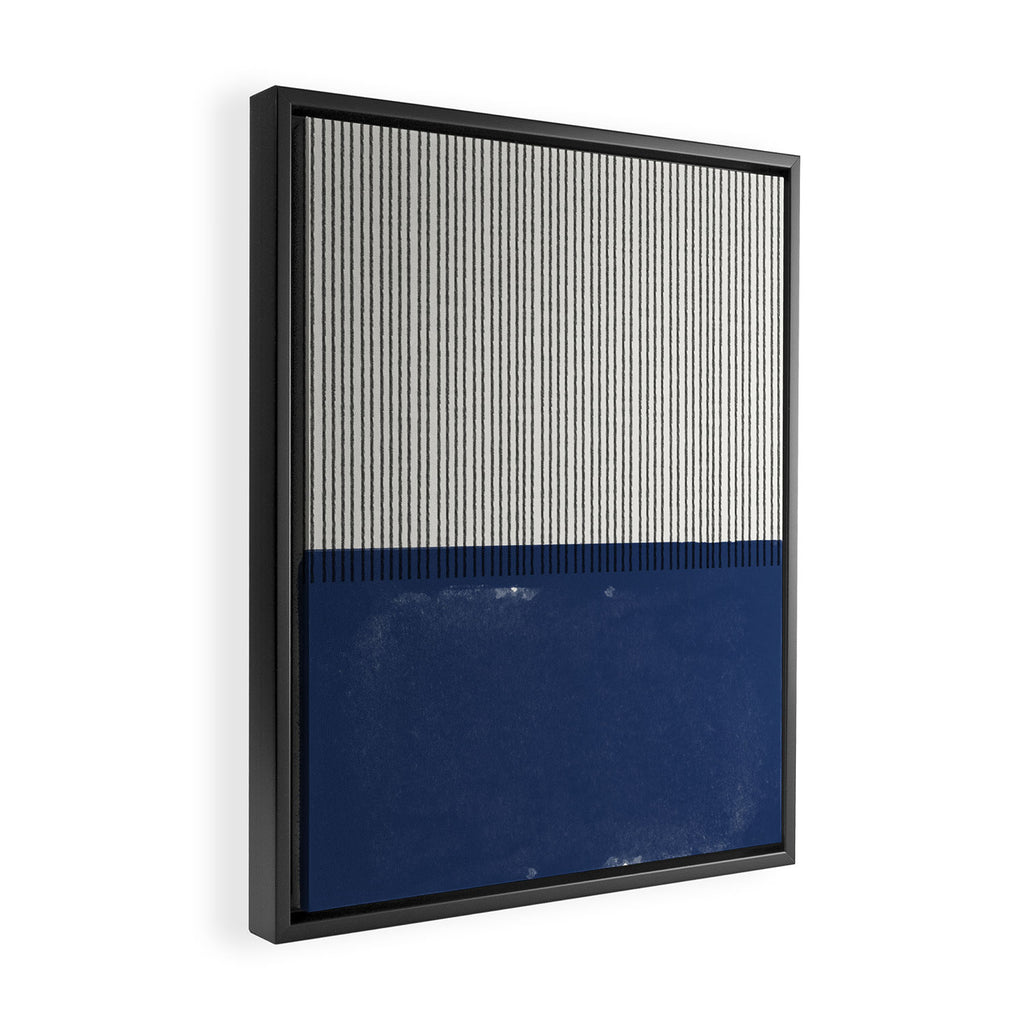 Navy Blue Mid Century  Framed Canvas Print Gallery Image 2