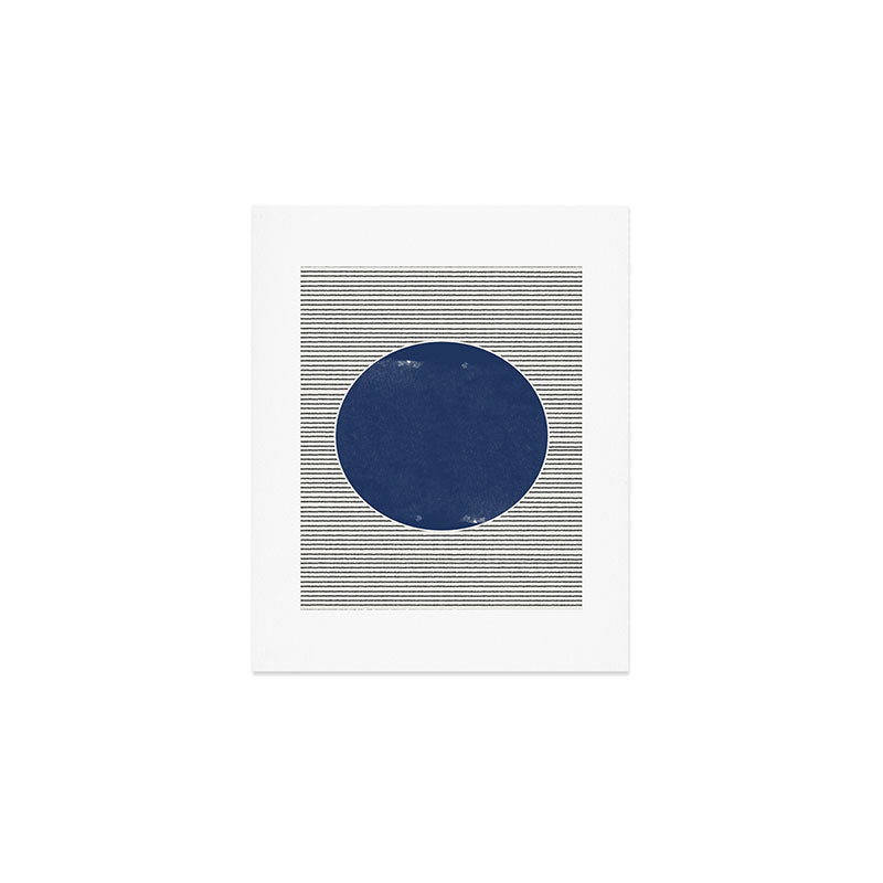 Navy Blue Woodblock  Art Print Gallery Image 1