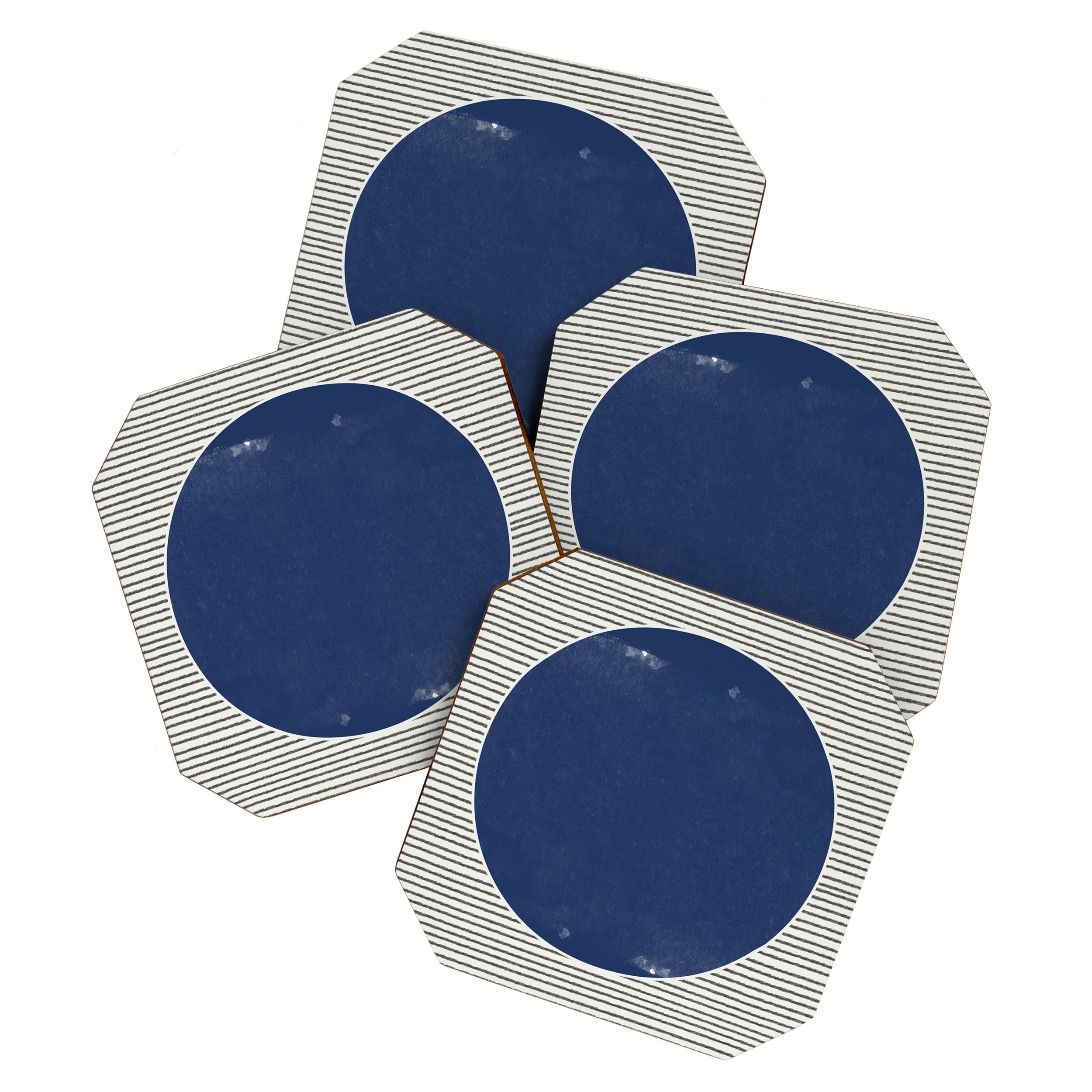 Navy Blue Woodblock  Coaster Gallery Image 1
