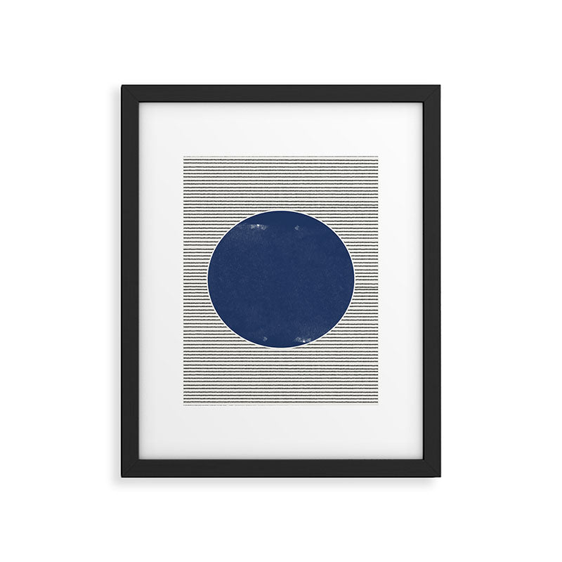 Navy Blue Woodblock  Framed Art Print Gallery Image 5