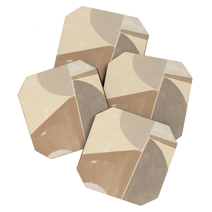 Organic Neutral Tones Shapes Coaster Gallery Image 1