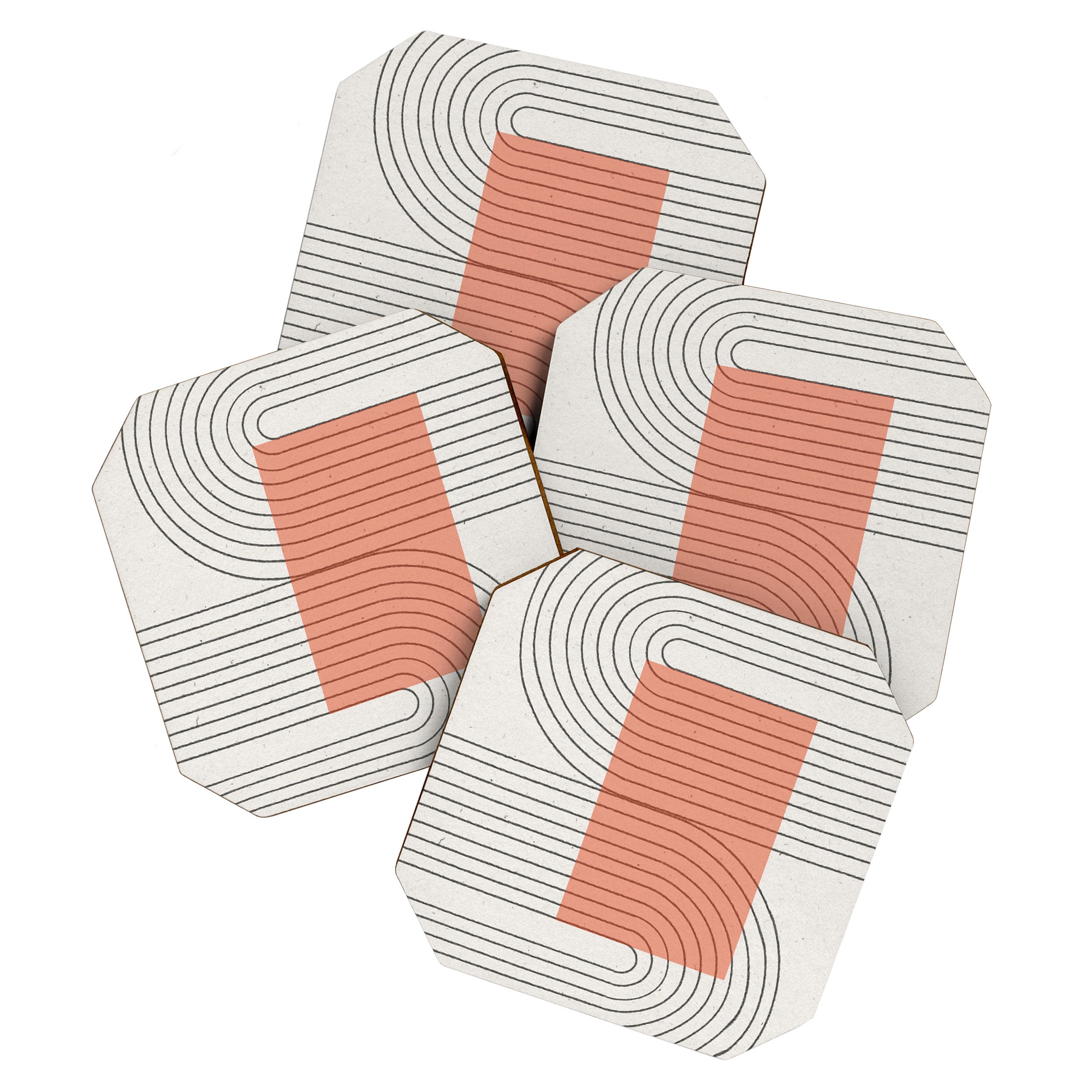 Peachy Modern Geometric  Coaster Gallery Image 1