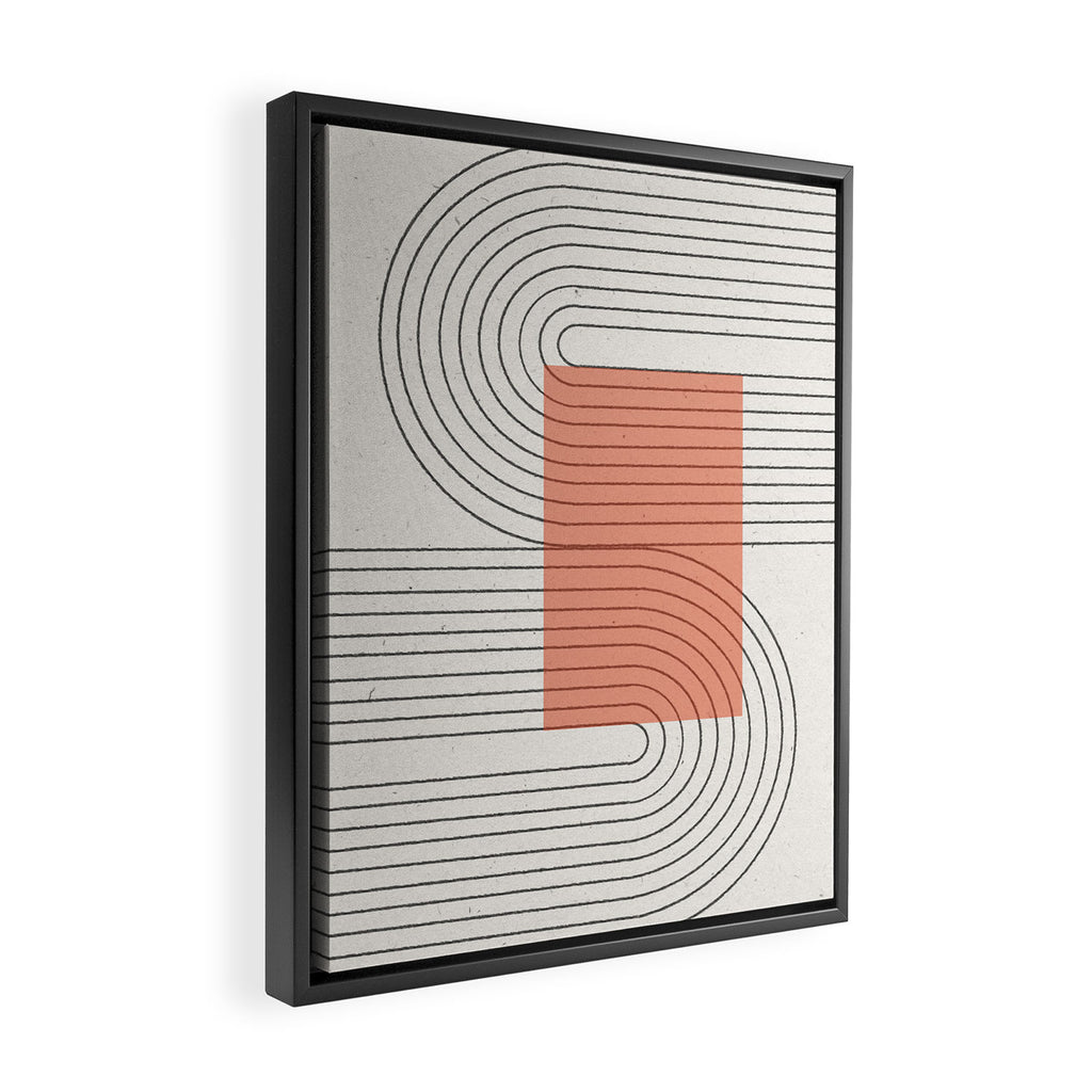 Peachy Modern Geometric  Framed Canvas Print Gallery Image 2