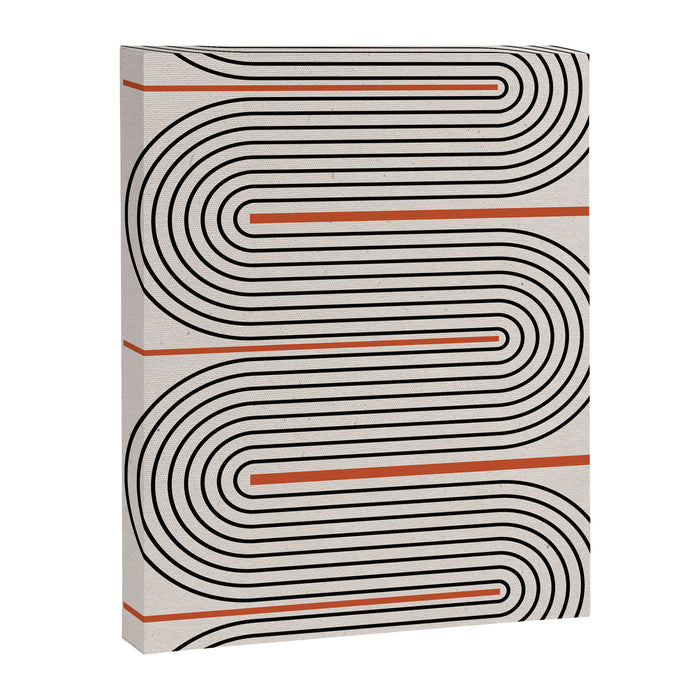 Red, Beige, Black Lines Contemporary Canvas Print Gallery Image 1