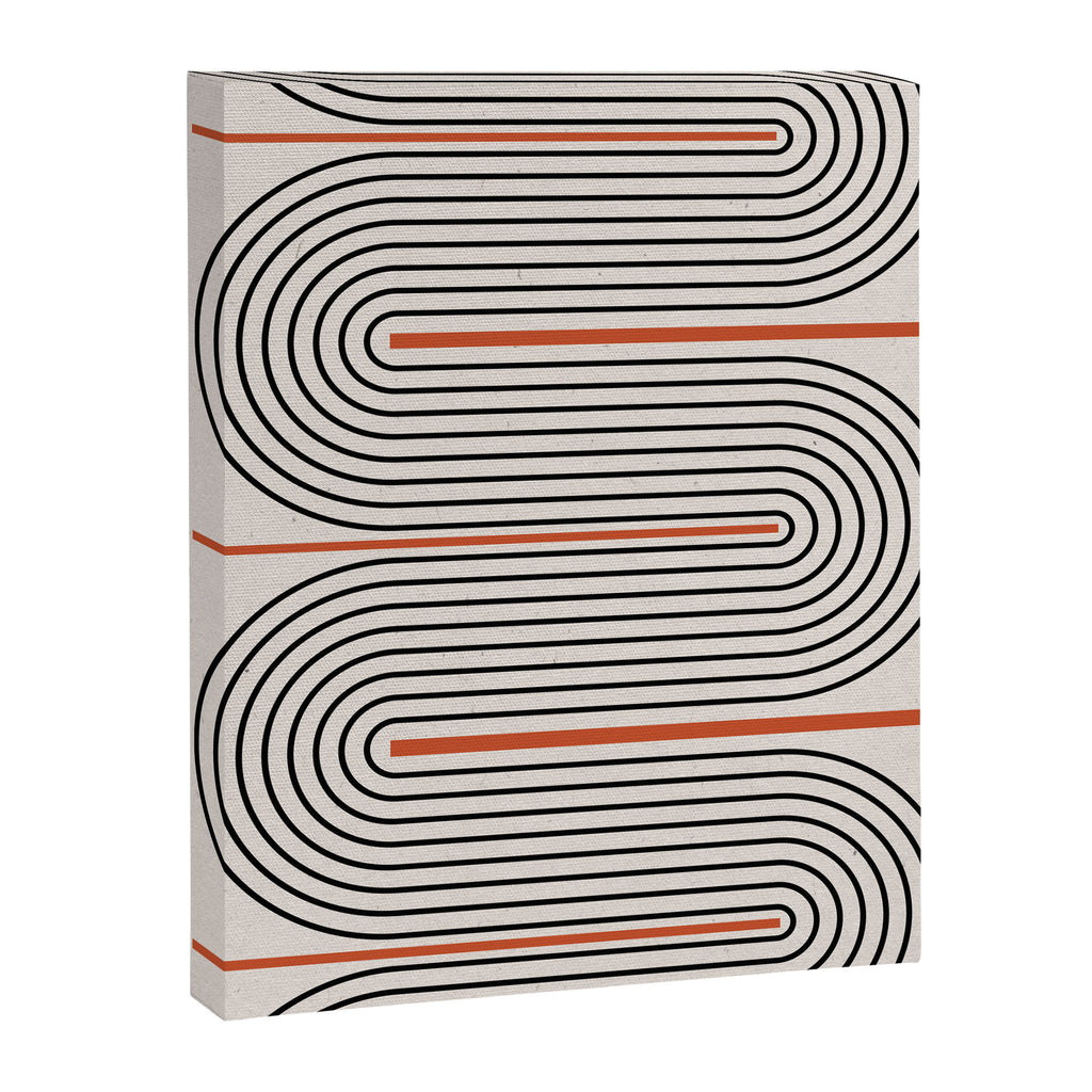 Red, Beige, Black Lines Contemporary Canvas Print Gallery Image 6