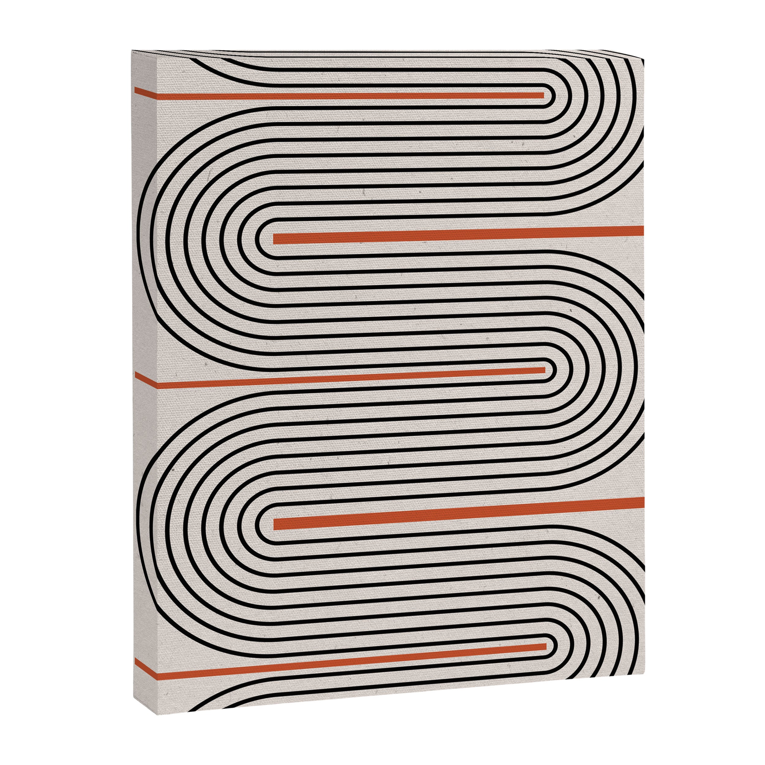 Red, Beige, Black Lines Contemporary Canvas Print Gallery Image 6