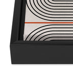 Red, Beige, Black Lines Contemporary Framed Canvas Print Gallery Image 3