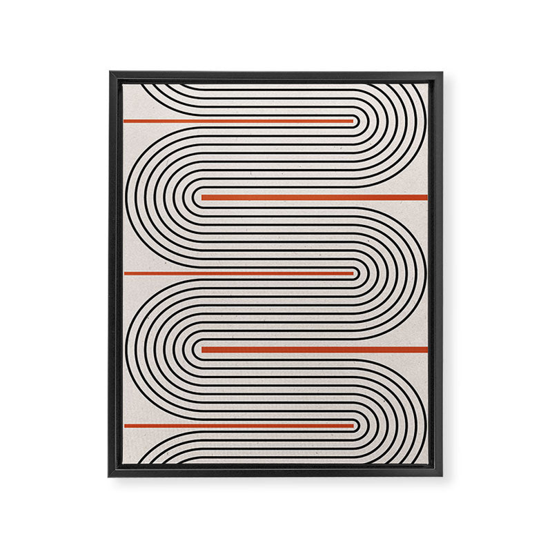 Red, Beige, Black Lines Contemporary Framed Canvas Print Gallery Image 6