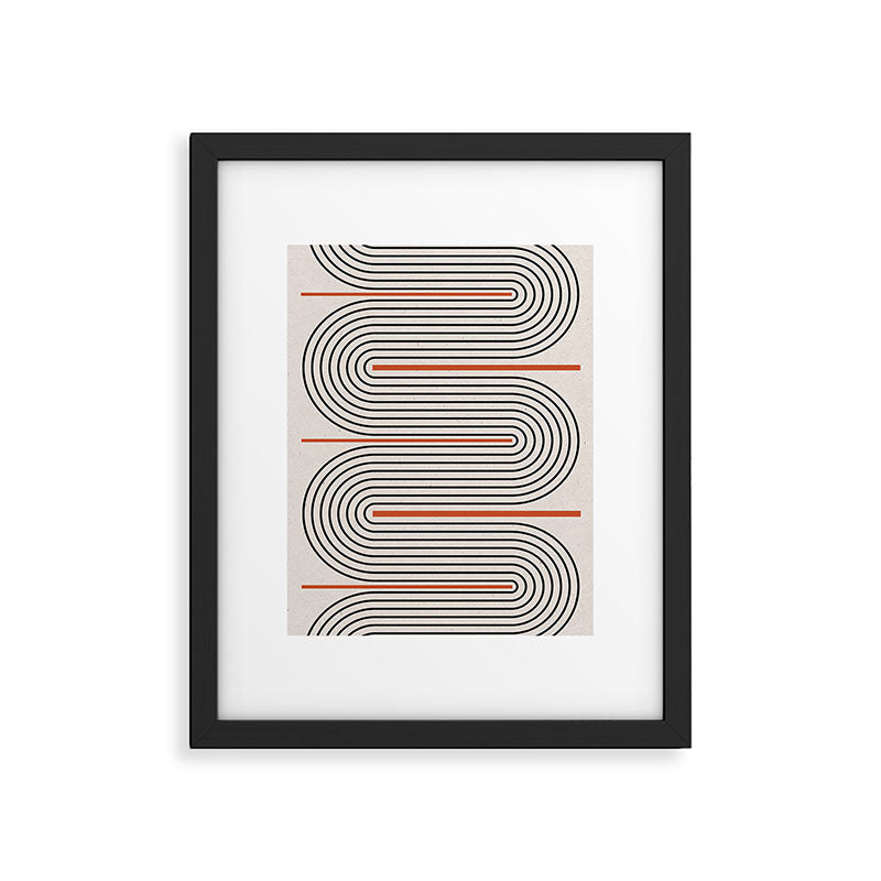 Red, Beige, Black Lines Contemporary Framed Art Print Gallery Image 5