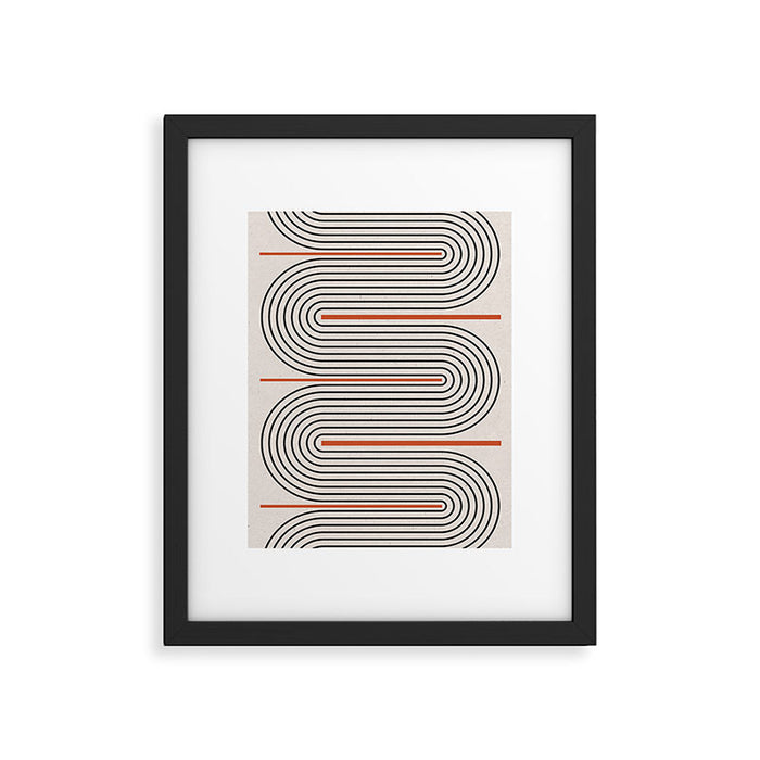Red, Beige, Black Lines Contemporary Framed Art Print Gallery Image 1