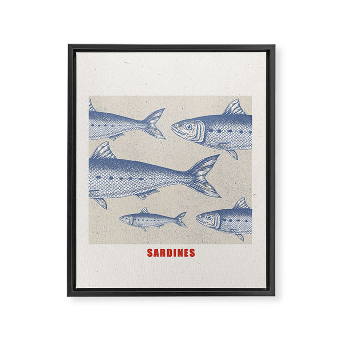 Retro Sardines Framed Canvas Print Gallery Image 1