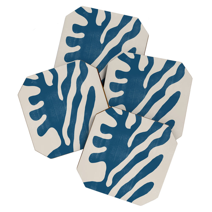 Seagrass Blue Watercolor Plant  Coaster Gallery Image 1