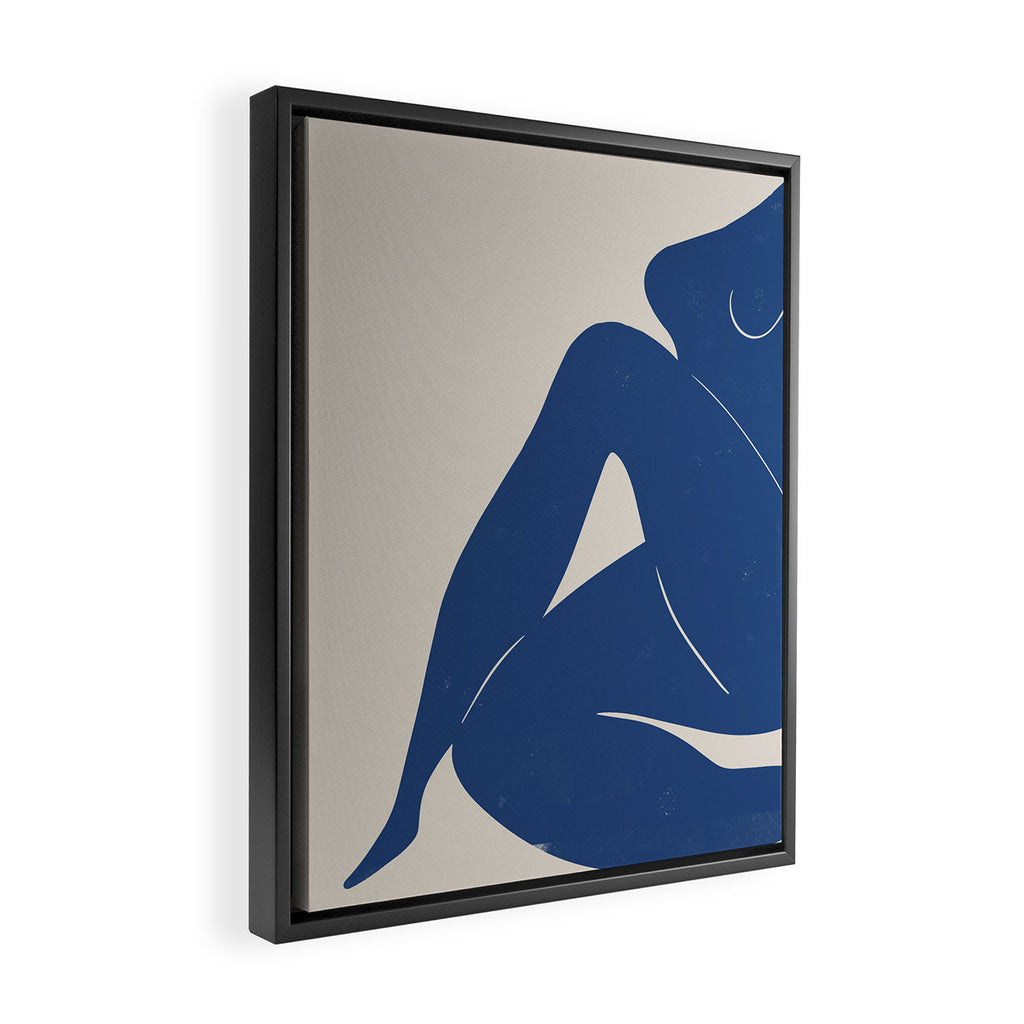 Woman Nude in Blue Framed Canvas Print Gallery Image 2