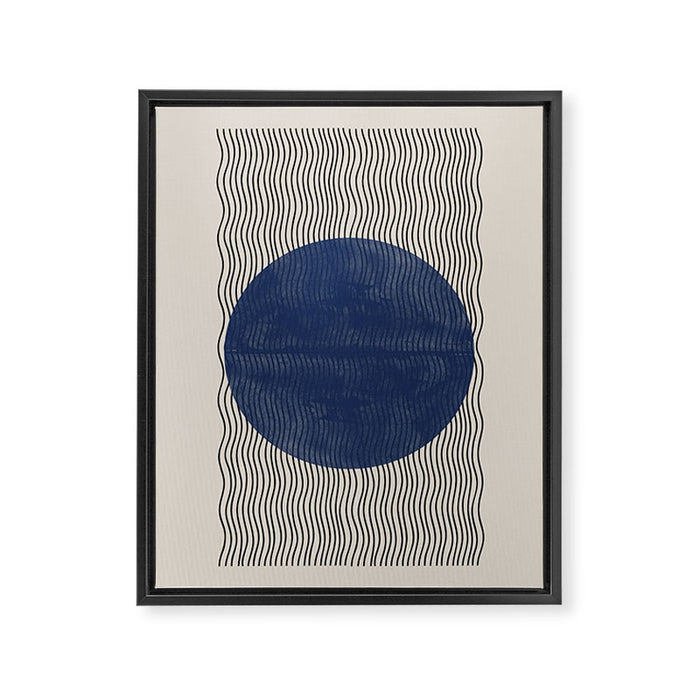 Woodblock Paper Art Blue Framed Canvas Print Gallery Image 1