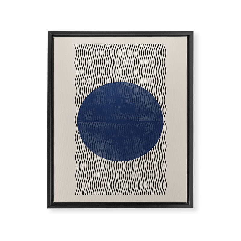 Woodblock Paper Art Blue Framed Canvas Print Gallery Image 6