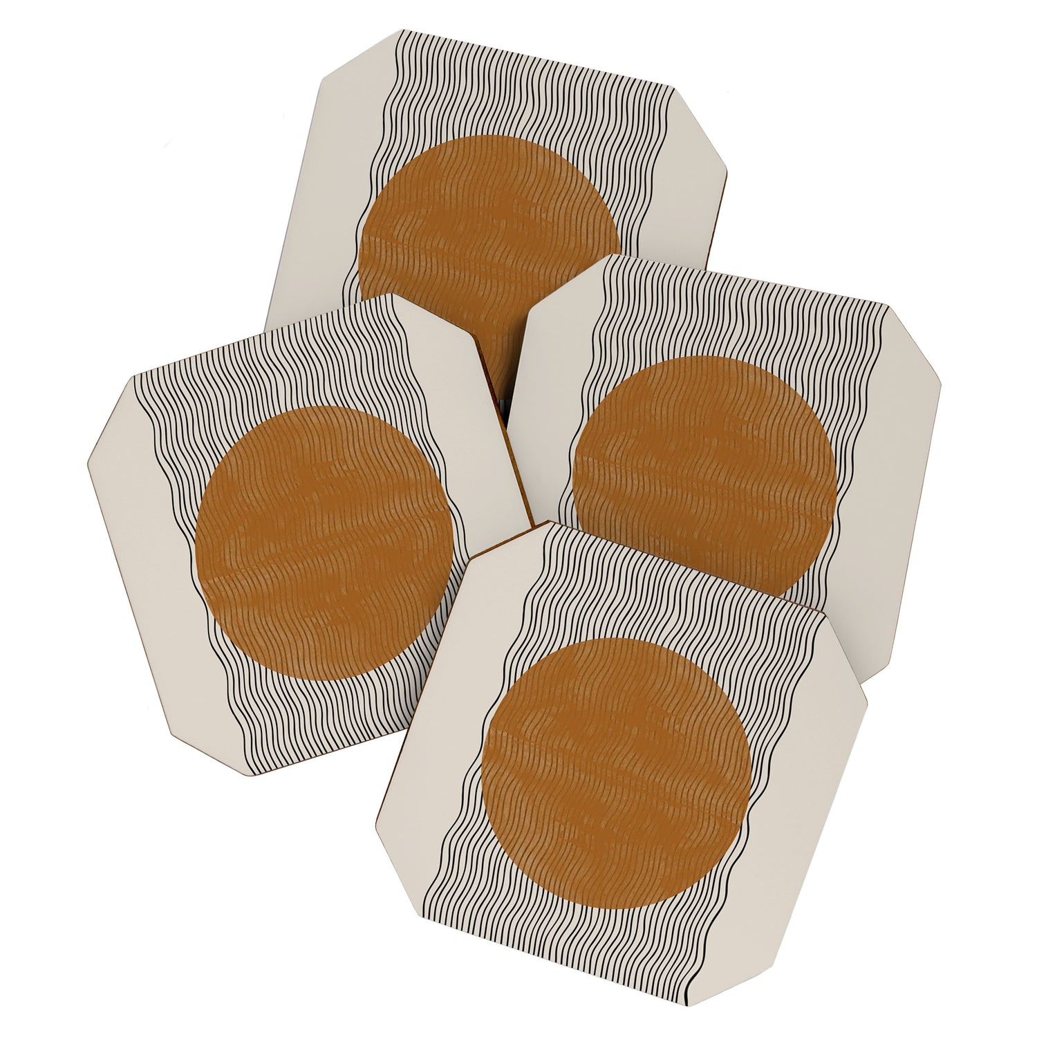 Woodblock Paper Mustard  Coaster Gallery Image 1