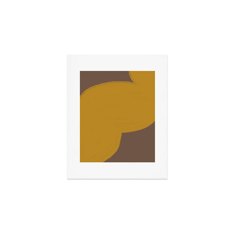Yellow and Brown Contemporary Shape Art Print Gallery Image 1