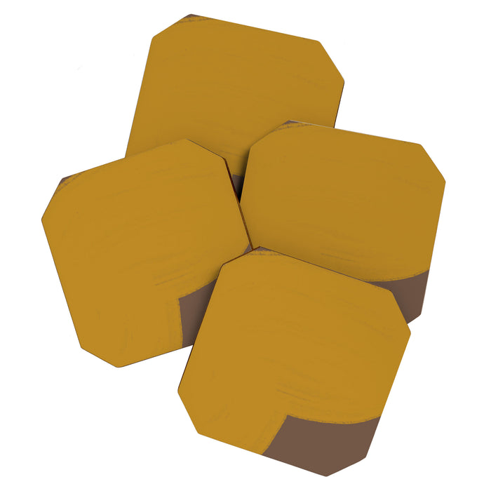 Yellow and Brown Contemporary Shape Coaster Gallery Image 1