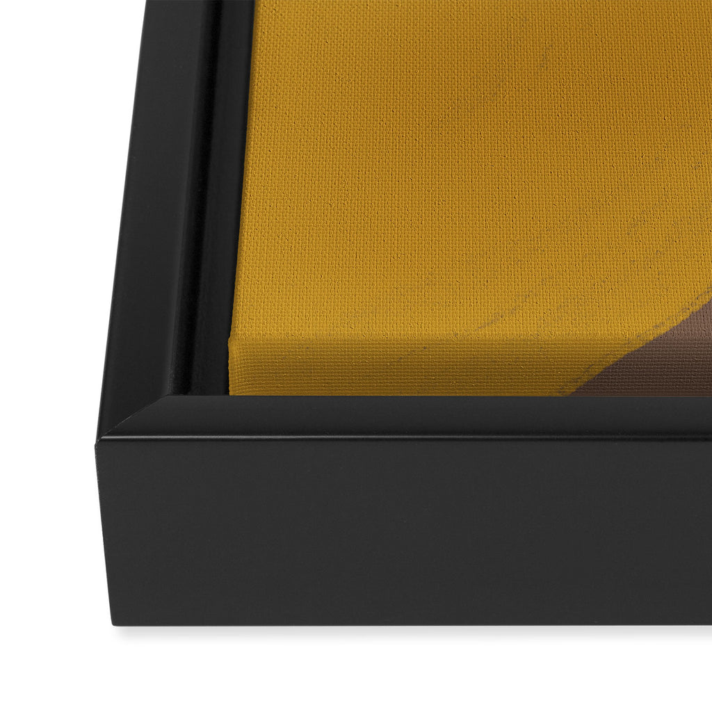 Yellow and Brown Contemporary Shape Framed Canvas Print Gallery Image 3