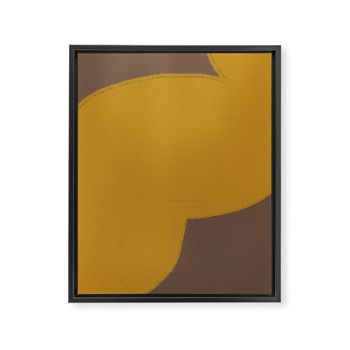 Yellow and Brown Contemporary Shape Framed Canvas Print Gallery Image 1