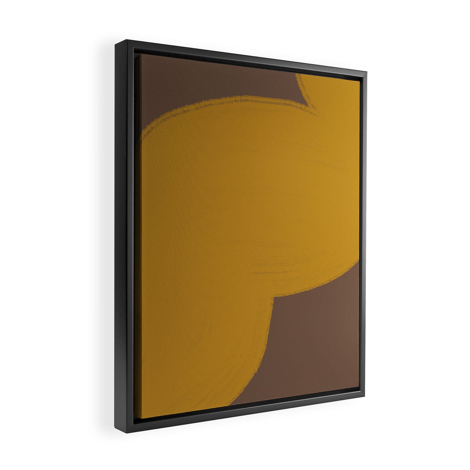 Yellow and Brown Contemporary Shape Framed Canvas Print Gallery Image 2