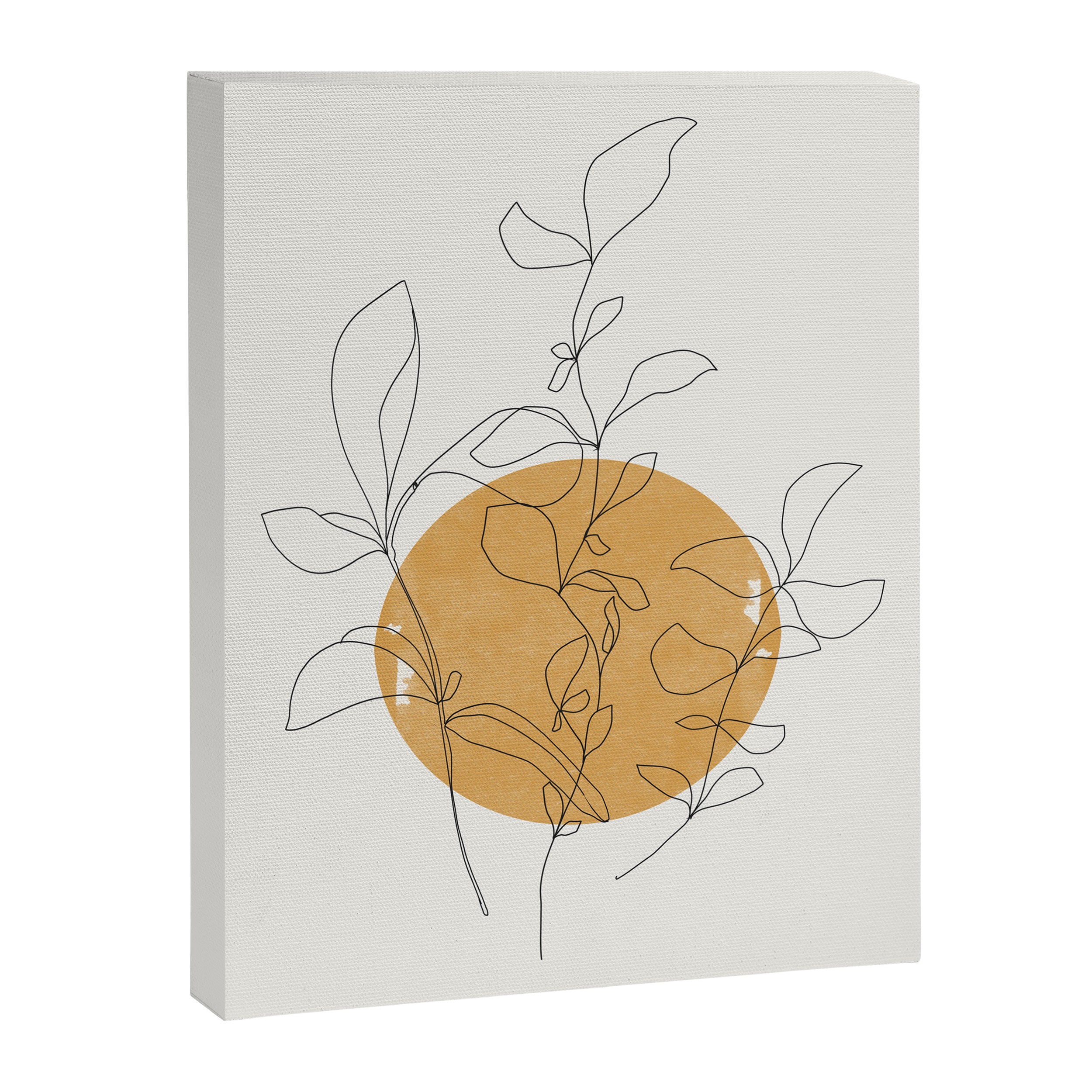 Yellow Sun and Flowers / Minimalist Line `Art  Canvas Print Gallery Image 6