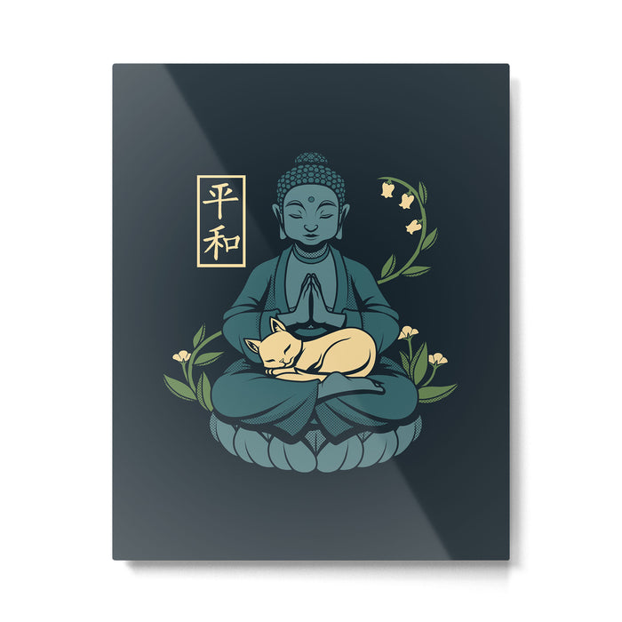 Cat Meditation Buddhism Buddha by Tobe Fonseca Metal Print Gallery Image 1