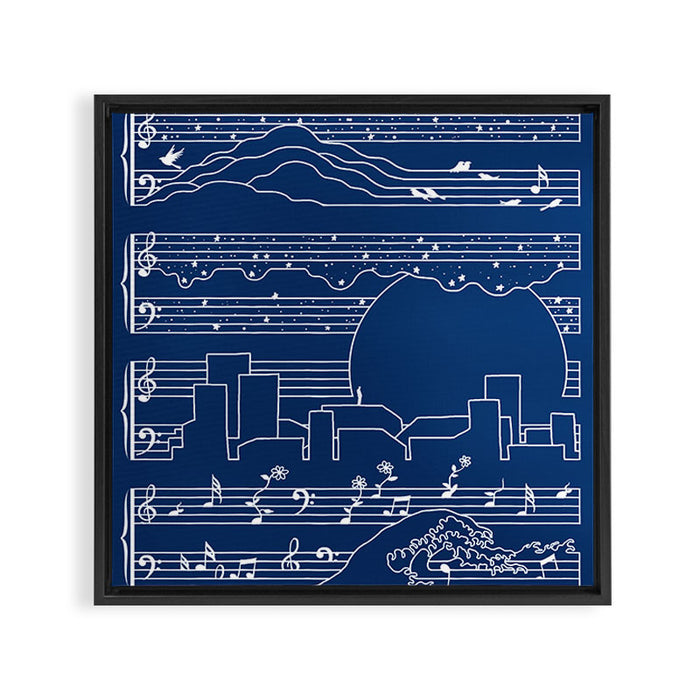 The Moonlight Sonata Blue Framed Canvas Print Gallery Image 1