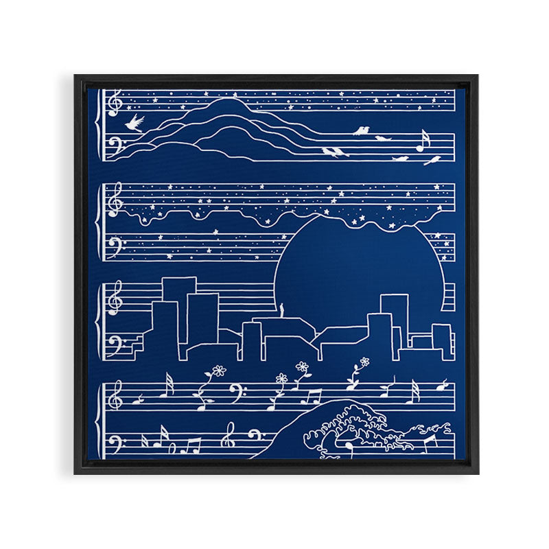 The Moonlight Sonata Blue Framed Canvas Print Gallery Image 3