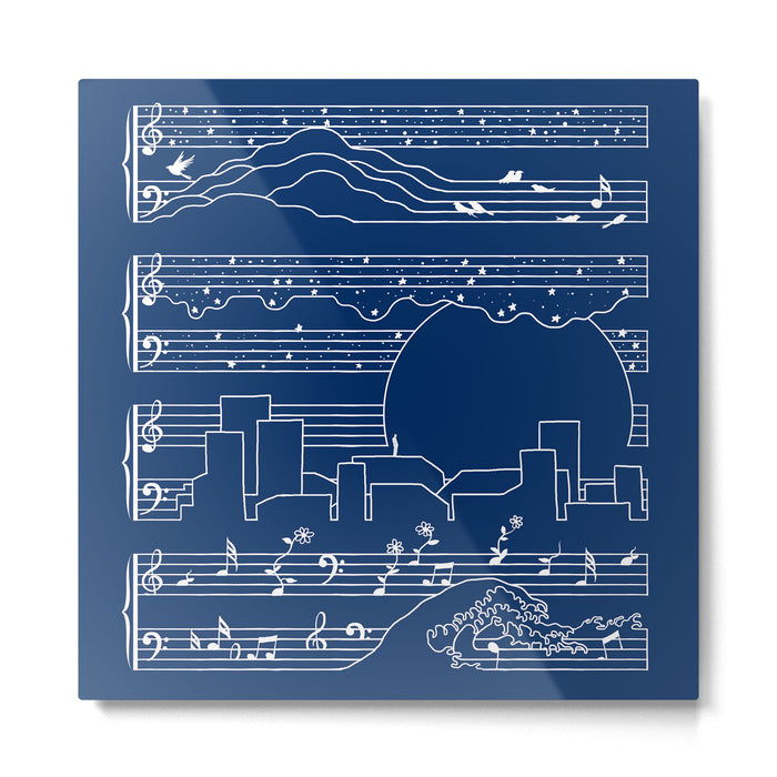 The Moonlight Sonata Blue Metal Print Gallery Image 1