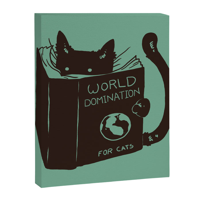 World Domination for Cats (Green) Canvas Print Gallery Image 1