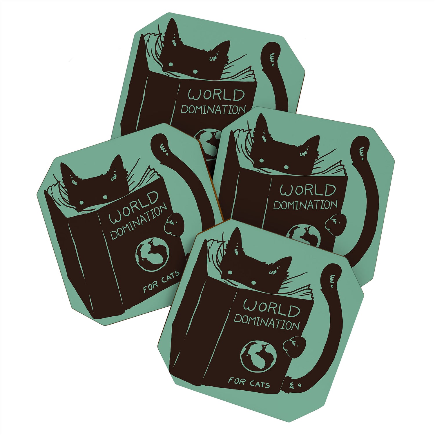World Domination for Cats (Green) Coaster Gallery Image 1