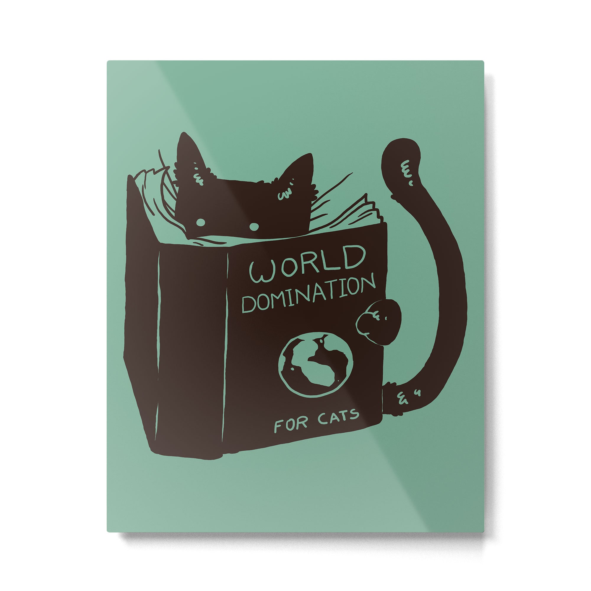 World Domination for Cats (Green) Metal Print Gallery Image 6